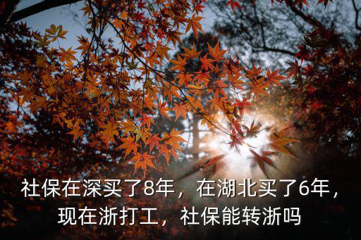 社保在深買了8年，在湖北買了6年，現在浙打工，社保能轉浙嗎