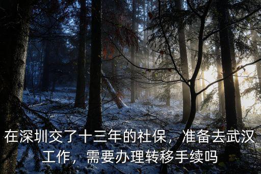 在深圳交了十三年的社保，準(zhǔn)備去武漢工作，需要辦理轉(zhuǎn)移手續(xù)嗎
