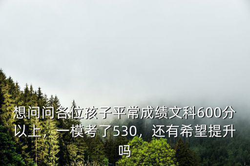 想問問各位孩子平常成績文科600分以上，一模考了530，還有希望提升嗎