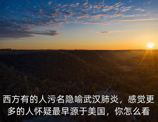 西方有的人污名隱喻武漢肺炎，感覺更多的人懷疑最早源于美國，你怎么看