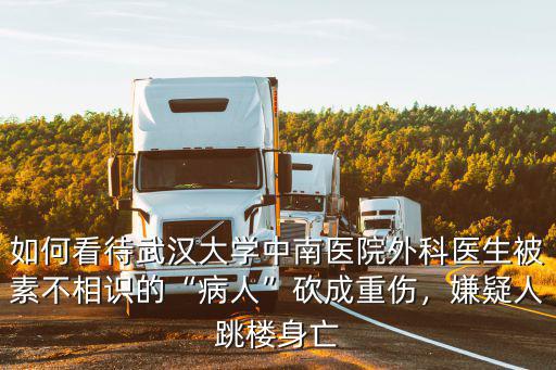 如何看待武漢大學中南醫院外科醫生被素不相識的“病人”砍成重傷，嫌疑人跳樓身亡