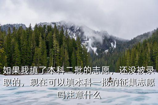如果我填了本科二批的志愿，還沒被錄取的，現在可以填本科一批的征集志愿嗎注意什么