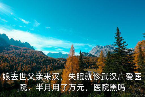 娘去世父親來漢，失眠就診武漢廣愛醫院，半月用了萬元，醫院黑嗎