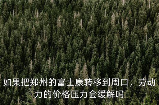 如果把鄭州的富士康轉移到周口，勞動力的價格壓力會緩解嗎