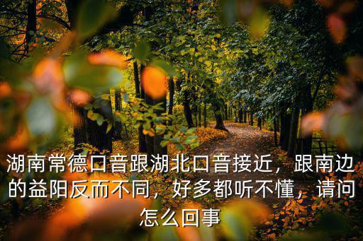 湖南常德口音跟湖北口音接近，跟南邊的益陽反而不同，好多都聽不懂，請問怎么回事