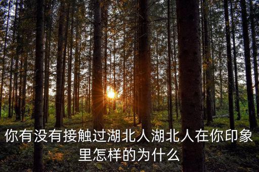 你有沒(méi)有接觸過(guò)湖北人湖北人在你印象里怎樣的為什么