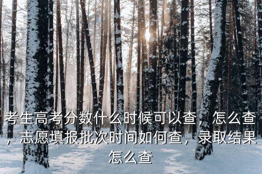 考生高考分數什么時候可以查，怎么查，志愿填報批次時間如何查，錄取結果怎么查