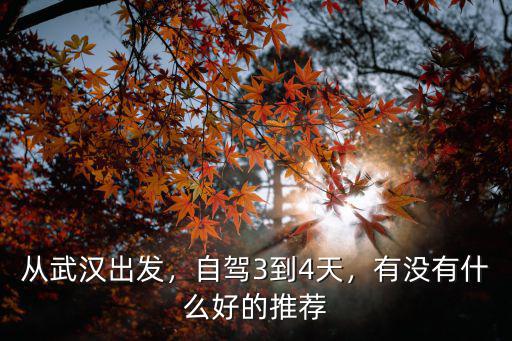 從武漢出發，自駕3到4天，有沒有什么好的推薦