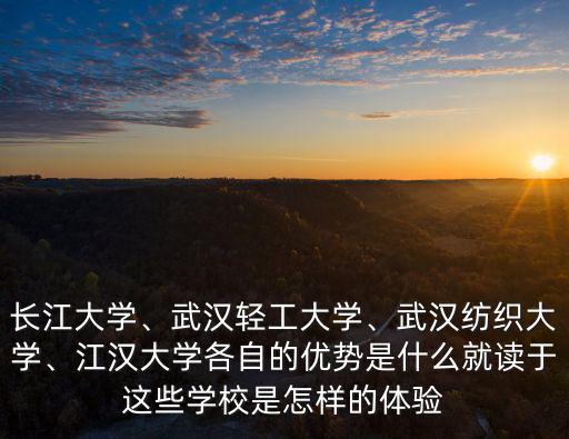 長江大學、武漢輕工大學、武漢紡織大學、江漢大學各自的優勢是什么就讀于這些學校是怎樣的體驗