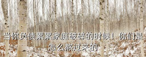 當你負債累累家庭破碎的時候！你們是怎么熬過來的