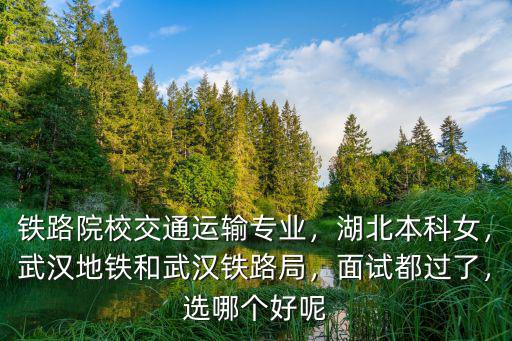 鐵路院校交通運(yùn)輸專業(yè)，湖北本科女，武漢地鐵和武漢鐵路局，面試都過了，選哪個(gè)好呢