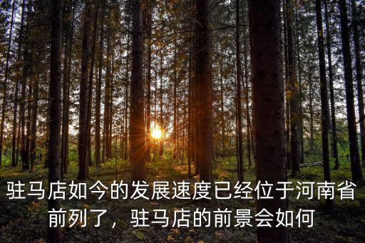 駐馬店如今的發(fā)展速度已經(jīng)位于河南省前列了，駐馬店的前景會如何