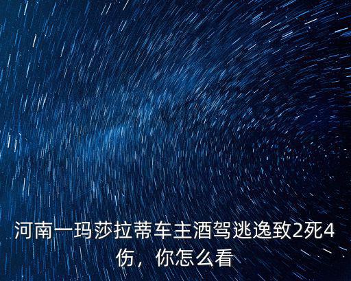 河南一瑪莎拉蒂車主酒駕逃逸致2死4傷，你怎么看