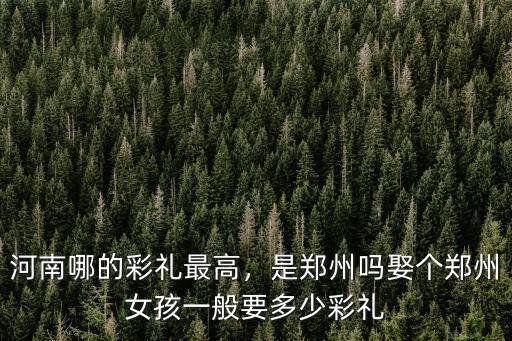 河南焦作的閨女要多少彩禮,河南哪的彩禮最高
