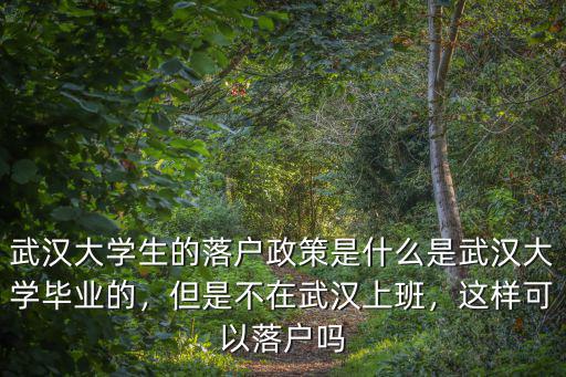 武漢大學(xué)生的落戶政策是什么是武漢大學(xué)畢業(yè)的，但是不在武漢上班，這樣可以落戶嗎