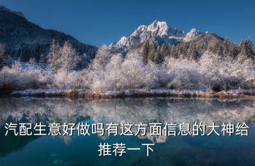 汽配生意好做嗎有這方面信息的大神給推薦一下
