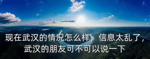 現(xiàn)在武漢的情況怎么樣，信息太亂了，武漢的朋友可不可以說(shuō)一下