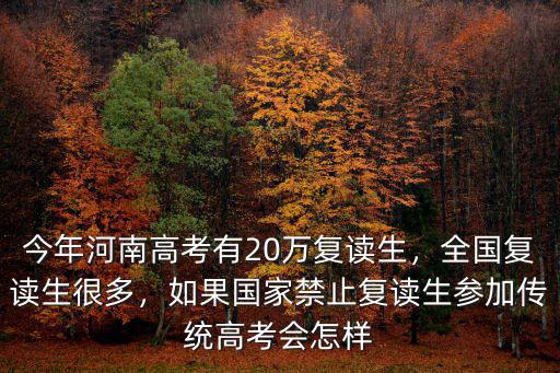 今年河南高考有20萬復讀生，全國復讀生很多，如果國家禁止復讀生參加傳統高考會怎樣