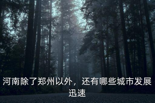 河南除了鄭州以外，還有哪些城市發展迅速