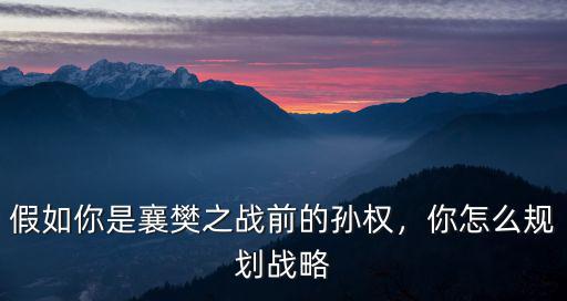 襄陽孫權怎么規劃,你怎么規劃戰略