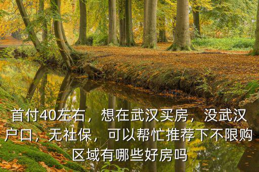 武漢沒落戶無社保怎么買房,想在武漢買房