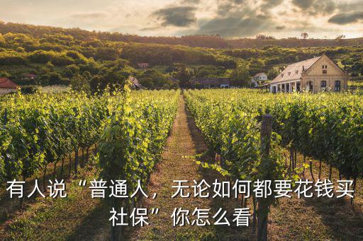 有人說“普通人，無論如何都要花錢買社保”你怎么看