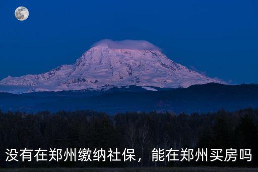 沒有在鄭州繳納社保，能在鄭州買房嗎