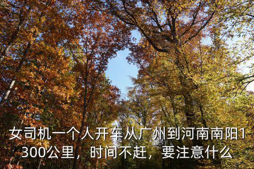 女司機一個人開車從廣州到河南南陽1300公里，時間不趕，要注意什么