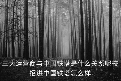 三大運營商與中國鐵塔是什么關系呢校招進中國鐵塔怎么樣