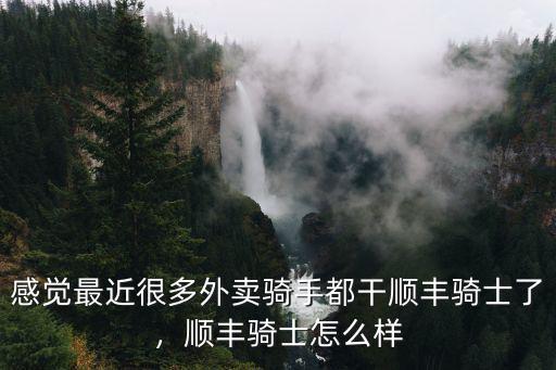 感覺最近很多外賣騎手都干順豐騎士了，順豐騎士怎么樣