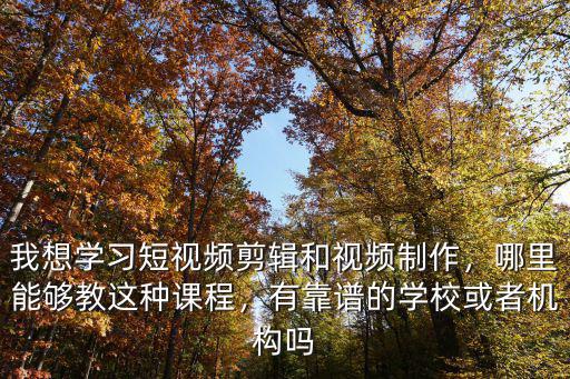 我想學習短視頻剪輯和視頻制作，哪里能夠教這種課程，有靠譜的學校或者機構嗎