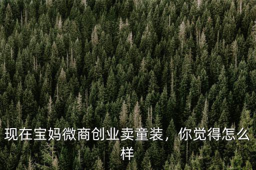 現在寶媽微商創業賣童裝，你覺得怎么樣