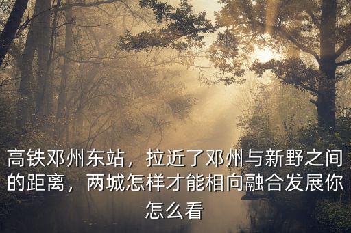 高鐵鄧州東站，拉近了鄧州與新野之間的距離，兩城怎樣才能相向融合發(fā)展你怎么看