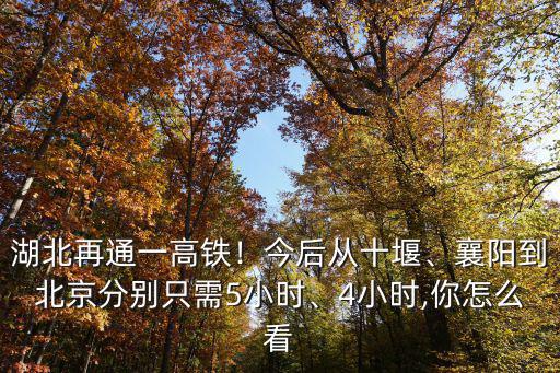 湖北再通一高鐵！今后從十堰、襄陽到北京分別只需5小時、4小時,你怎么看