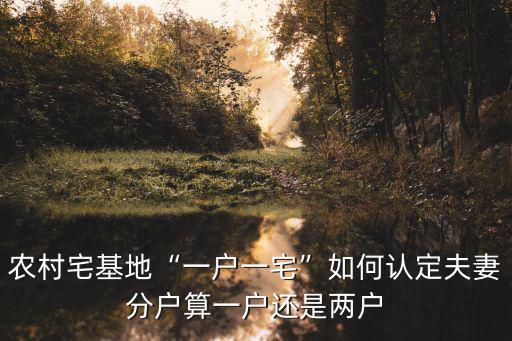 農村宅基地“一戶一宅”如何認定夫妻分戶算一戶還是兩戶