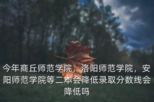 今年商丘師范學院，洛陽師范學院，安陽師范學院等二本會降低錄取分數線會降低嗎