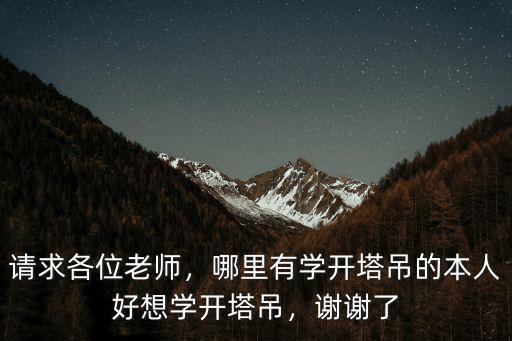請求各位老師，哪里有學開塔吊的本人好想學開塔吊，謝謝了