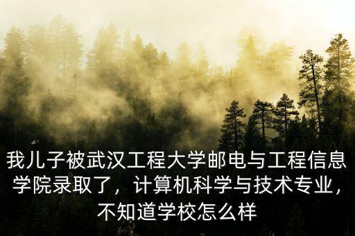 我兒子被武漢工程大學郵電與工程信息學院錄取了，計算機科學與技術專業，不知道學校怎么樣