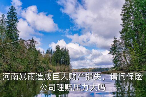 河南暴雨造成巨大財產損失，請問保險公司理賠壓力大嗎