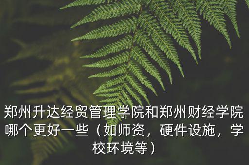鄭州升達經貿管理學院和鄭州財經學院哪個更好一些（如師資，硬件設施，學校環境等）