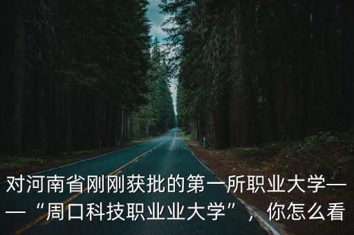 對河南省剛剛獲批的第一所職業(yè)大學(xué)——“周口科技職業(yè)業(yè)大學(xué)”，你怎么看