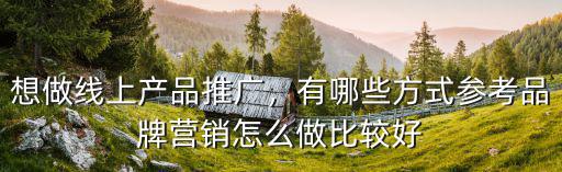 想做線上產(chǎn)品推廣，有哪些方式參考品牌營(yíng)銷怎么做比較好