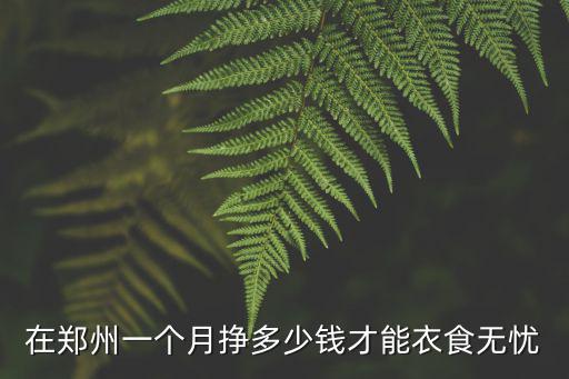 在鄭州一個月掙多少錢才能衣食無憂
