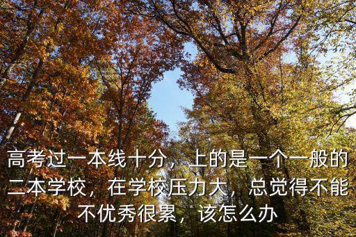 高考過一本線十分，上的是一個一般的二本學校，在學校壓力大，總覺得不能不優(yōu)秀很累，該怎么辦