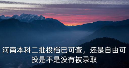 河南本科二批投檔已可查，還是自由可投是不是沒有被錄取