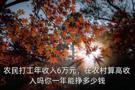農民打工年收入6萬元，在農村算高收入嗎你一年能掙多少錢