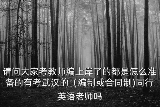 請問大家考教師編上岸了的都是怎么準(zhǔn)備的有考武漢的（編制或合同制)同行英語老師嗎