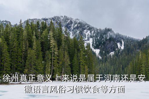 徐州真正意義上來(lái)說(shuō)是屬于河南還是安徽語(yǔ)言風(fēng)俗習(xí)慣飲食等方面