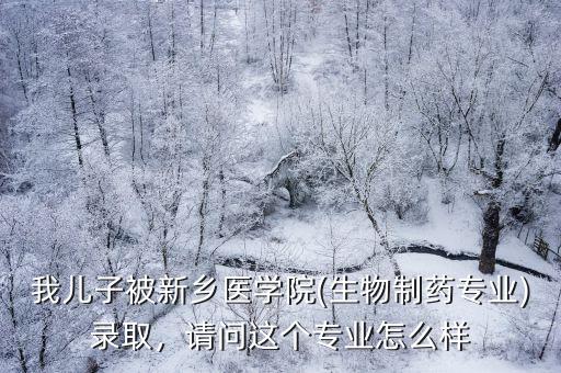 我兒子被新鄉醫學院(生物制藥專業)錄取，請問這個專業怎么樣