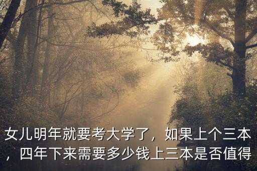 女兒明年就要考大學了，如果上個三本，四年下來需要多少錢上三本是否值得